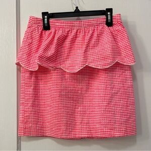Lilly Pulitzer Thyme Skirt Party Fiesta Pink Peplum Neon Gingham